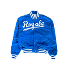 WESTSIDE STOREY VINTAGE | VINTAGE 90'S KC ROYALS STARTER DIAMOND COLLECTION SATIN BOMBER JACKET - BLUE - Westside Storey