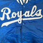 WESTSIDE STOREY VINTAGE | VINTAGE 90'S KC ROYALS STARTER DIAMOND COLLECTION SATIN BOMBER JACKET - BLUE - Westside Storey