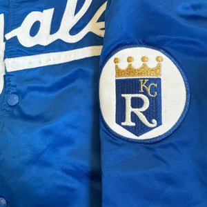 WESTSIDE STOREY VINTAGE | VINTAGE 90'S KC ROYALS STARTER DIAMOND COLLECTION SATIN BOMBER JACKET - BLUE - Westside Storey