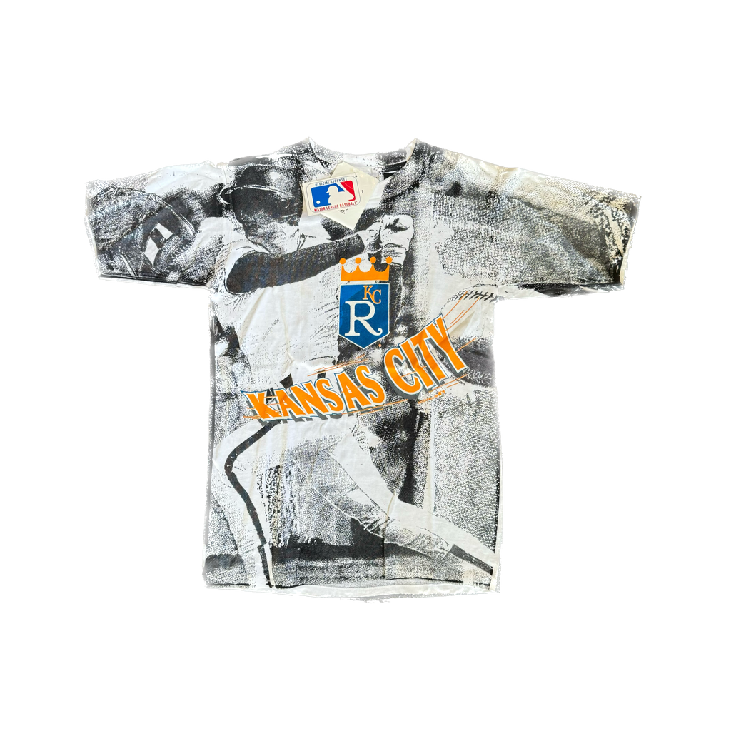 WESTSIDE STOREY VINTAGE | VINTAGE 90'S DEADSTOCK KC ROYALS ALL OVER PRINT RARE - WHITE - Westside Storey