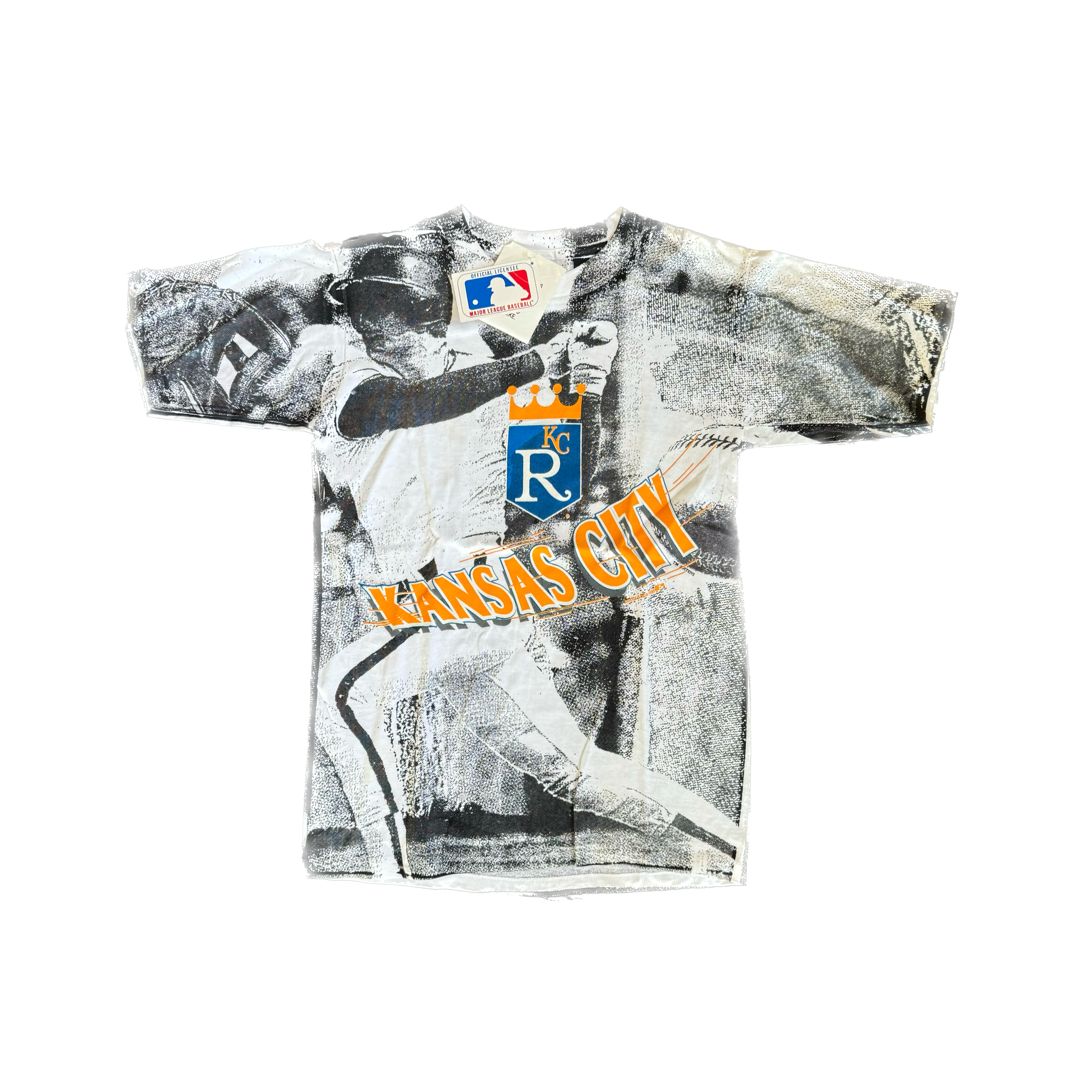 WESTSIDE STOREY VINTAGE | VINTAGE 90'S DEADSTOCK KC ROYALS ALL OVER PRINT RARE - WHITE - Westside Storey