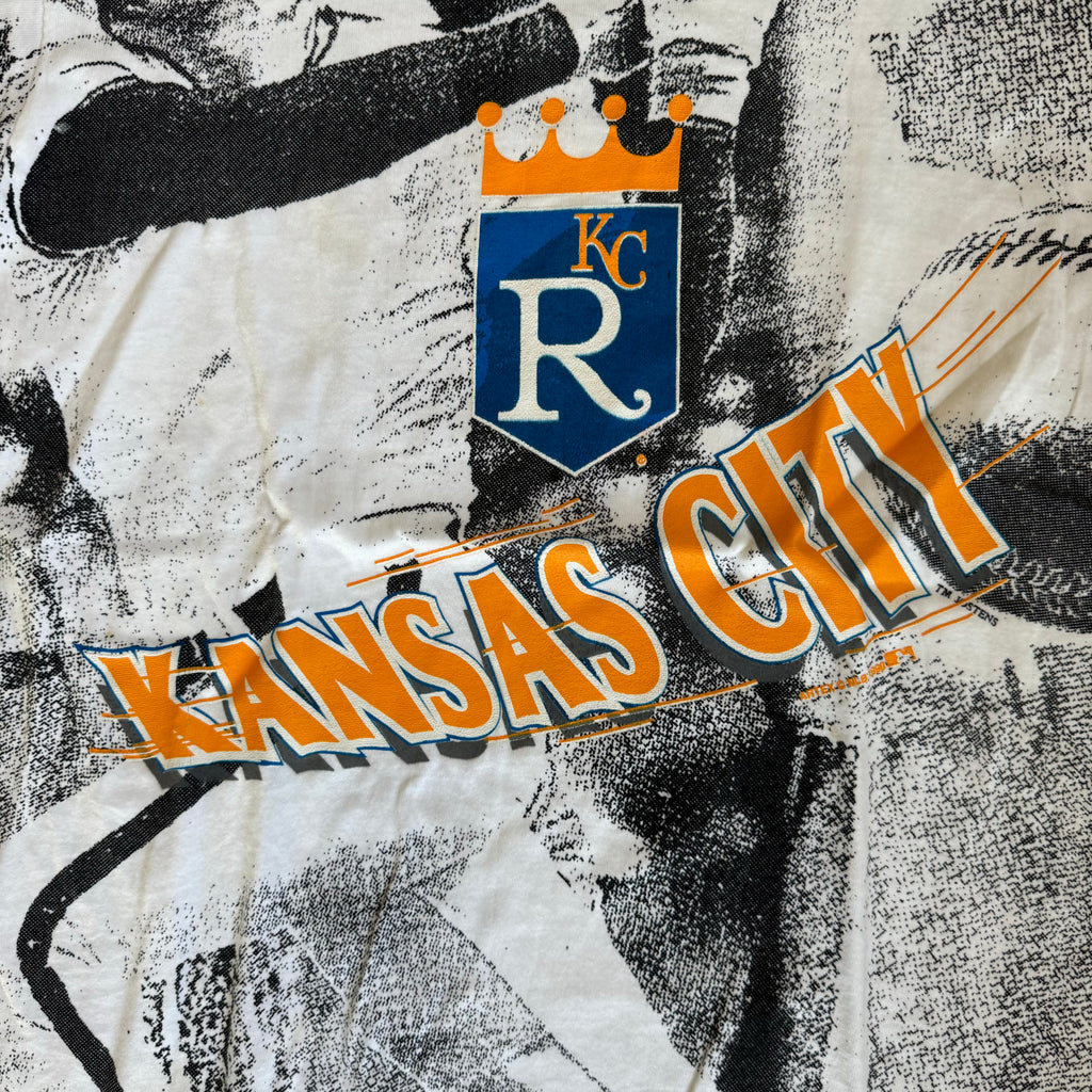 WESTSIDE STOREY VINTAGE | VINTAGE 90'S DEADSTOCK KC ROYALS ALL OVER PRINT RARE - WHITE - Westside Storey