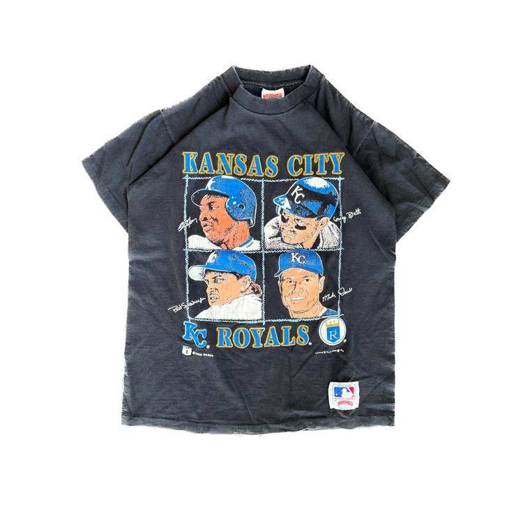 WESTSIDE STOREY VINTAGE | VINTAGE 90'S NUTMEG KC ROYALS BO JACKSON GEORGE BRETT T-SHIRT - BLACK