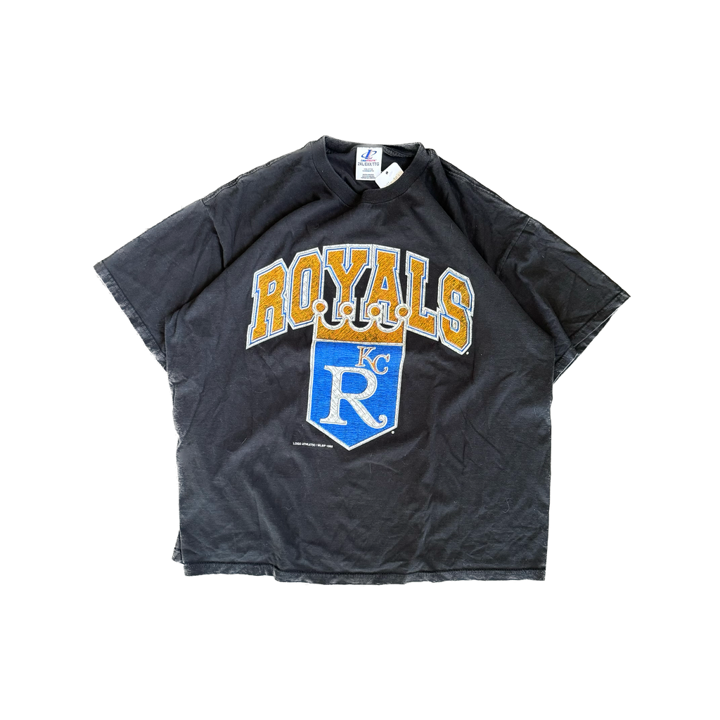 WESTSIDE STOREY VINTAGE | VINTAGE 90'S KC ROYALS LOGO ATHLETIC T-SHIRT - BLACK - Westside Storey
