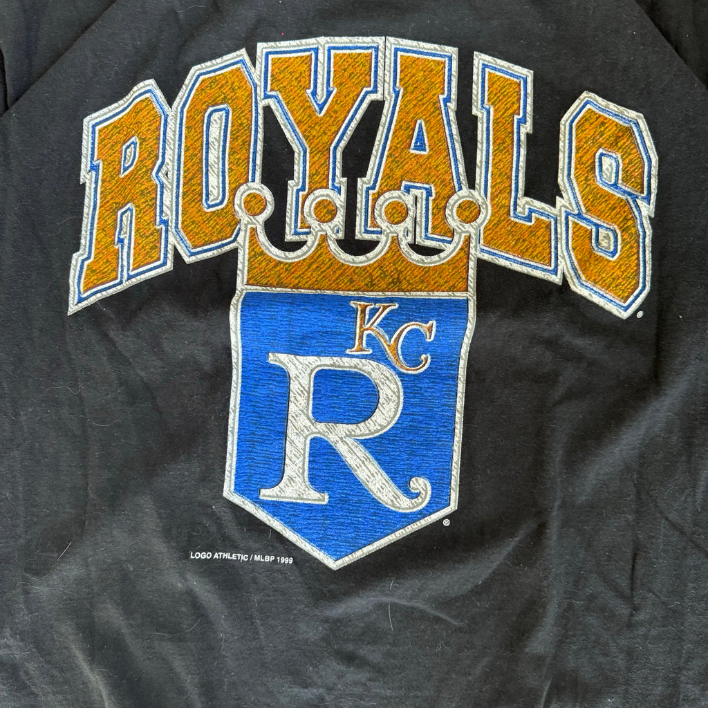 WESTSIDE STOREY VINTAGE | VINTAGE 90'S KC ROYALS LOGO ATHLETIC T-SHIRT - BLACK - Westside Storey