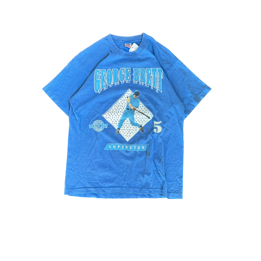 WESTSIDE STOREY VINTAGE | VINTAGE 90'S KC ROYALS GEORGE BRETT T-SHIRT - BLUE - Westside Storey
