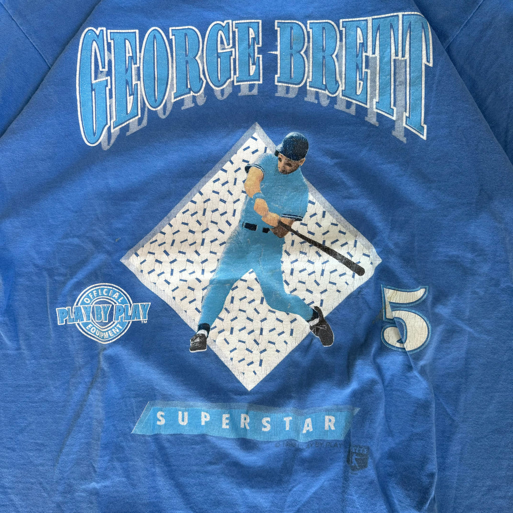 WESTSIDE STOREY VINTAGE | VINTAGE 90'S KC ROYALS GEORGE BRETT T-SHIRT - BLUE - Westside Storey