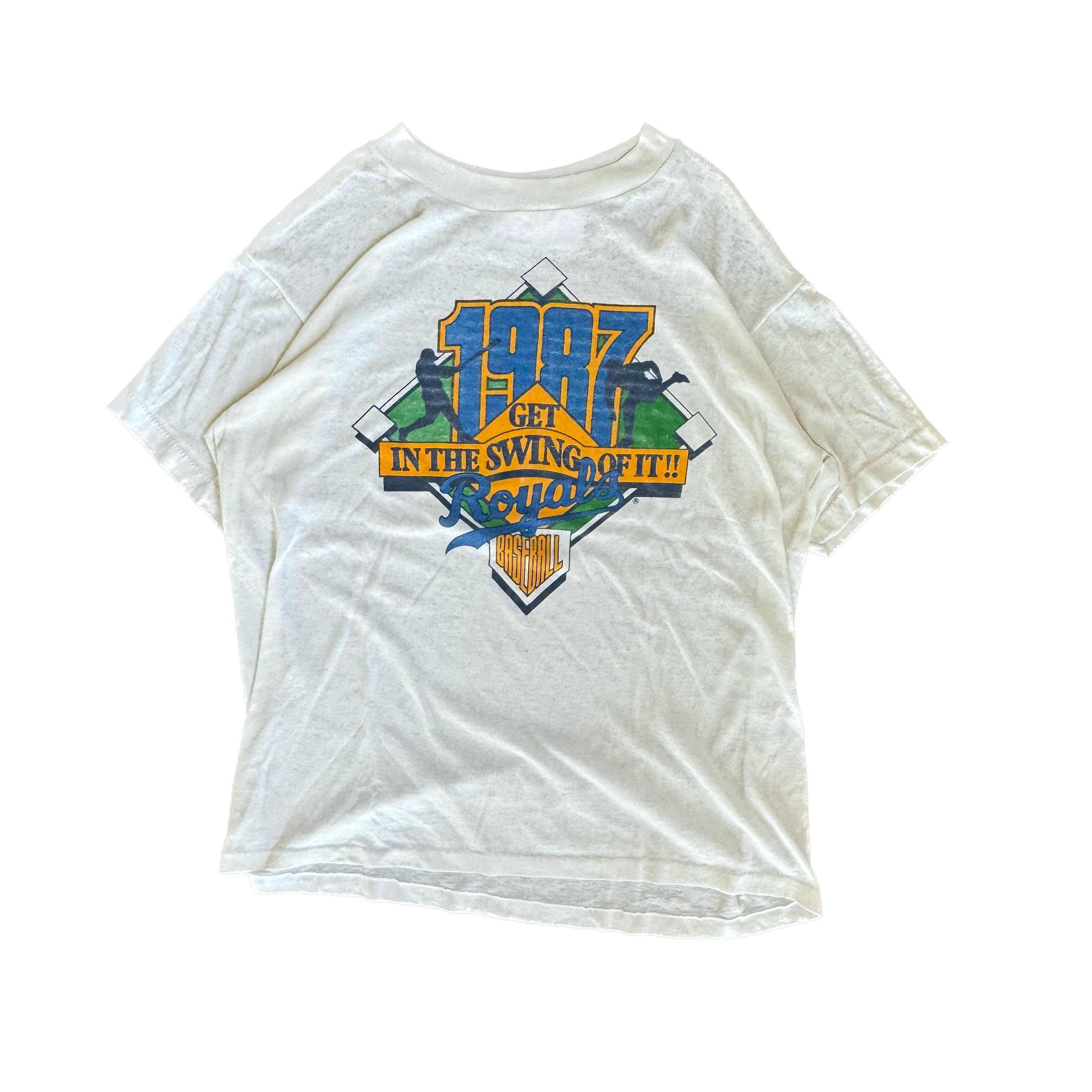 WESTSIDE STOREY VINTAGE | VINTAGE 1987 PAPER THIN KC ROYALS T-SHIRT - WHITE - Westside Storey