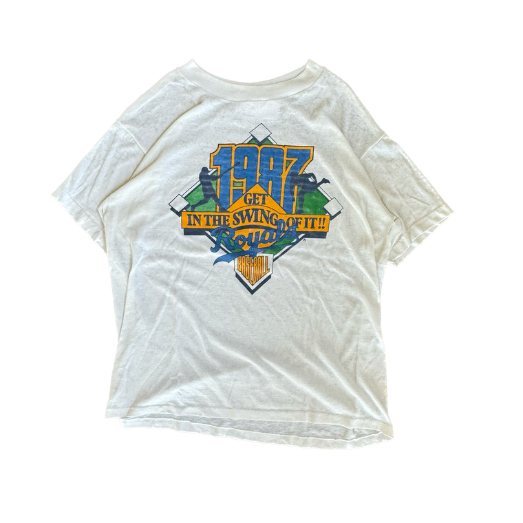 WESTSIDE STOREY VINTAGE | VINTAGE 1987 PAPER THIN KC ROYALS T-SHIRT - WHITE