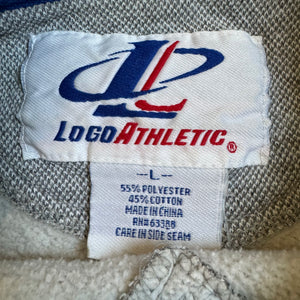 WESTSIDE STOREY VINTAGE | VINTAGE 90S LOGO ATHLETIC SPECKLE GRAY KANSAS JAYHAWKS SWEATSHIRT - GRAY - Westside Storey