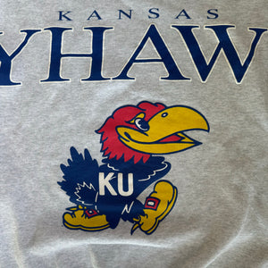 WESTSIDE STOREY VINTAGE | VINTAGE 90'S KANSAS JAYHAWKS SPELLOUT SWEATSHIRT - GRAY - Westside Storey
