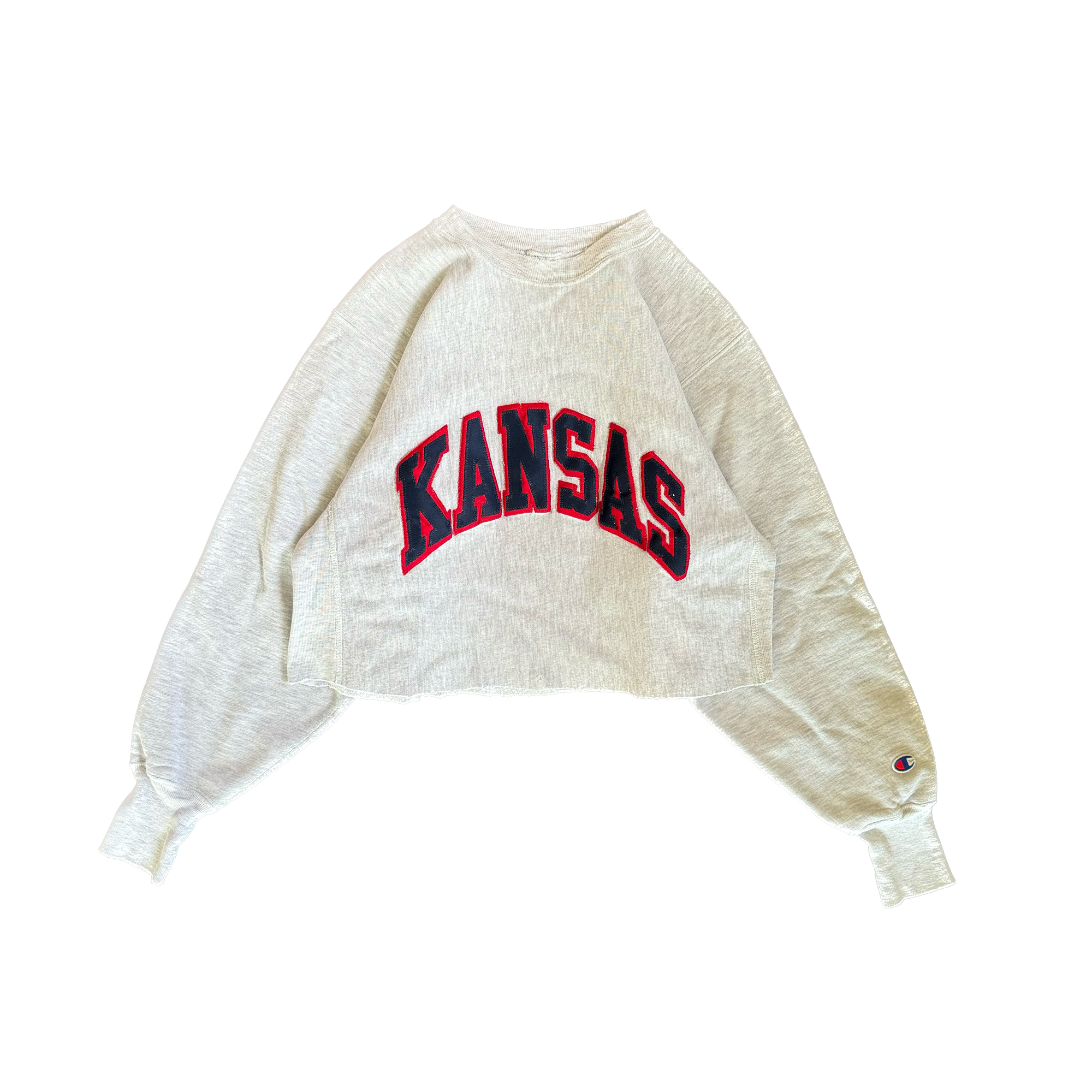 WESTSIDE STOREY VINTAGE | VINTAGE 90'S CHAMPION REVERSE WEAVE KANSAS CROP SWEATSHIRT - GRAY - Westside Storey
