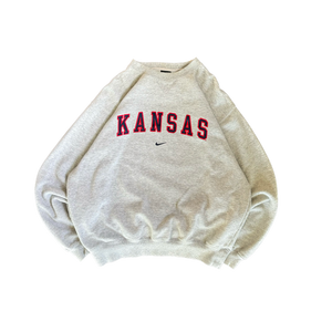 WESTSIDE STOREY VINTAGE | VINTAGE 90'S KU JAYHAWKS NIKE SWEATSHIRT - GRAY - Westside Storey