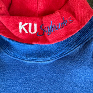 WESTSIDE STOREY VINTAGE | VINTAGE 90'S THE GAME KANSAS JAYHAWKS TURTLE NECK SWEATSHIRT - BLUE - Westside Storey