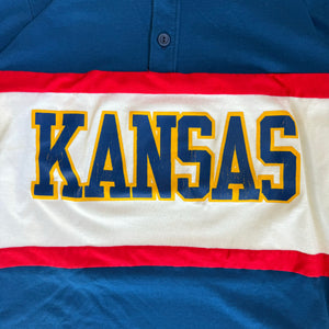 WESTSIDE STOREY VINTAGE | VINTAGE 70'S-80'S NUTMEG KANSAS JAYHAWKS RUGBY POLO - BLUE - Westside Storey