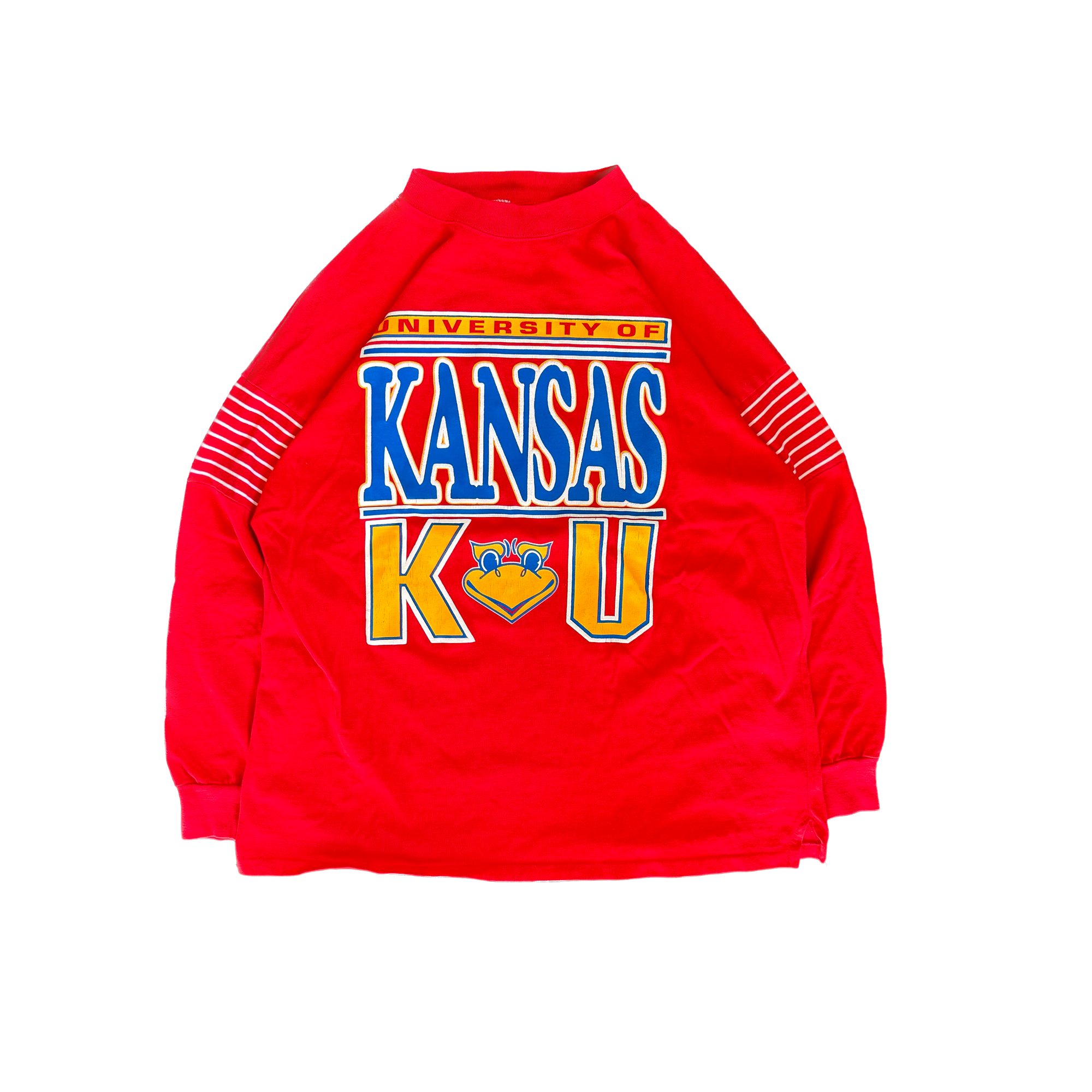 WESTSIDE STOREY VINTAGE | VINTAGE 80'S ARTEX KU JAYHAWKS LIGHT SWEATER T-SHIRT JERSEY - RED - Westside Storey