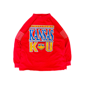 WESTSIDE STOREY VINTAGE | VINTAGE 80'S ARTEX KU JAYHAWKS LIGHT SWEATER T-SHIRT JERSEY - RED - Westside Storey