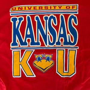 WESTSIDE STOREY VINTAGE | VINTAGE 80'S ARTEX KU JAYHAWKS LIGHT SWEATER T-SHIRT JERSEY - RED - Westside Storey