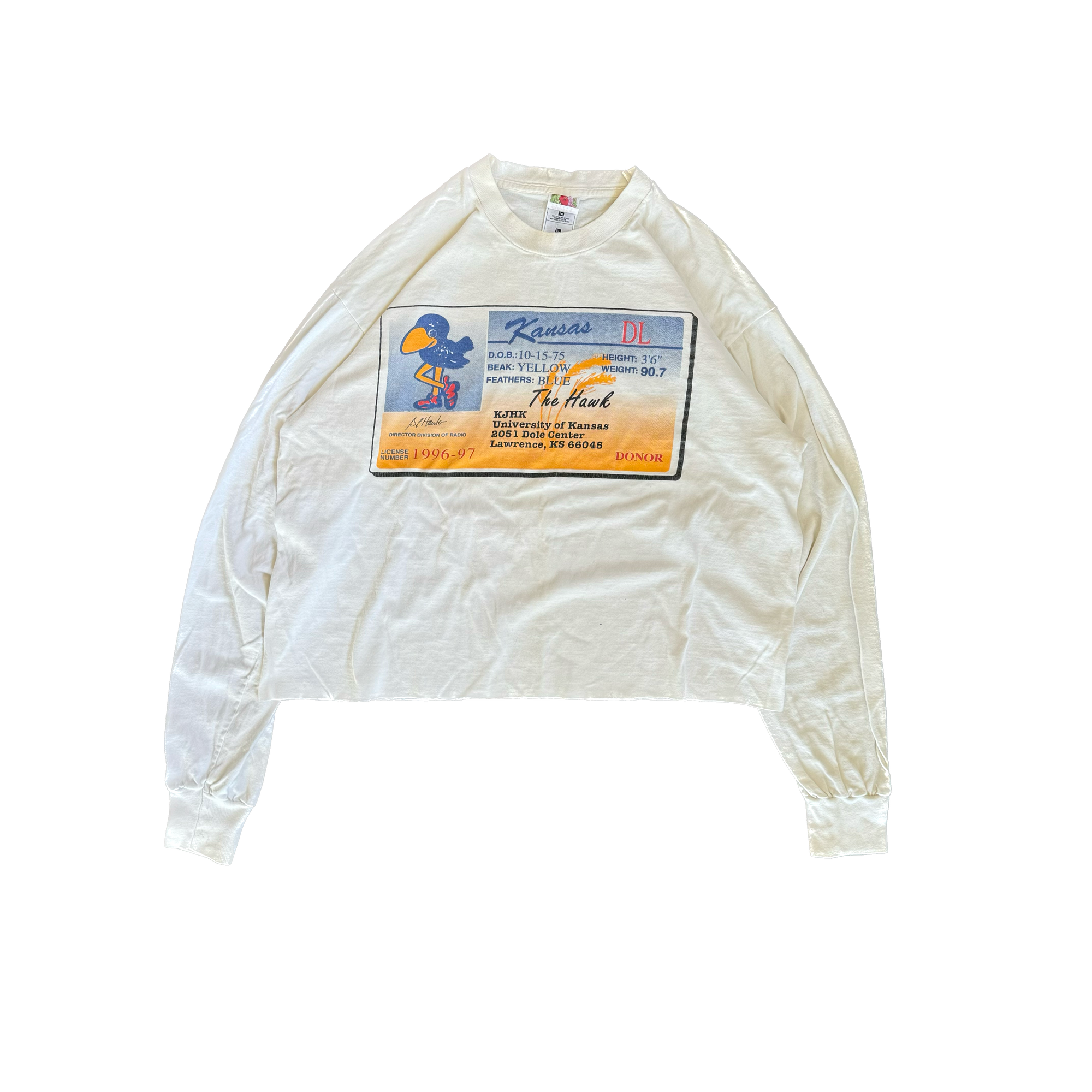 WESTSIDE STOREY VINTAGE | VINTAGE 90'S KU THE HAWKS ID CROP T-SHIRT - WHITE - Westside Storey