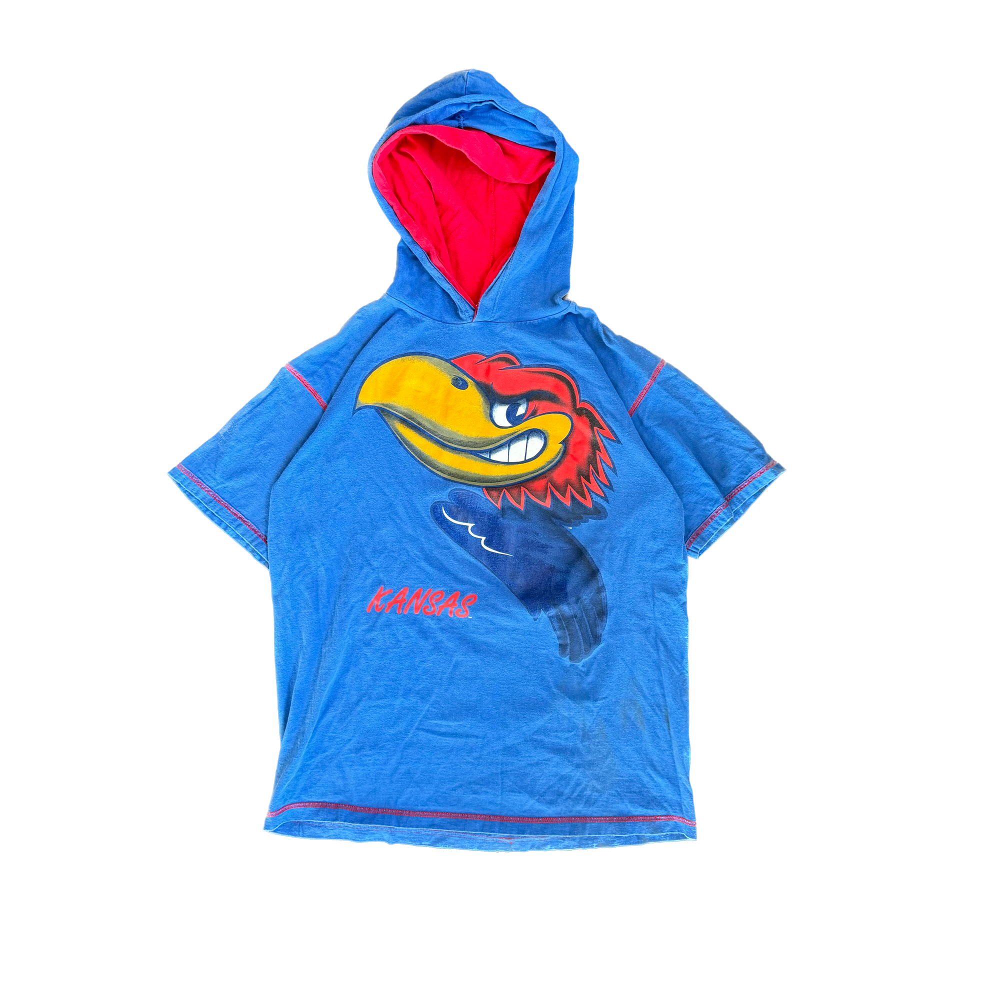 WESTSIDE STOREY VINTAGE | VINTAGE 90'S KU AOP HOODIE T-SHIRT- BLUE - Westside Storey