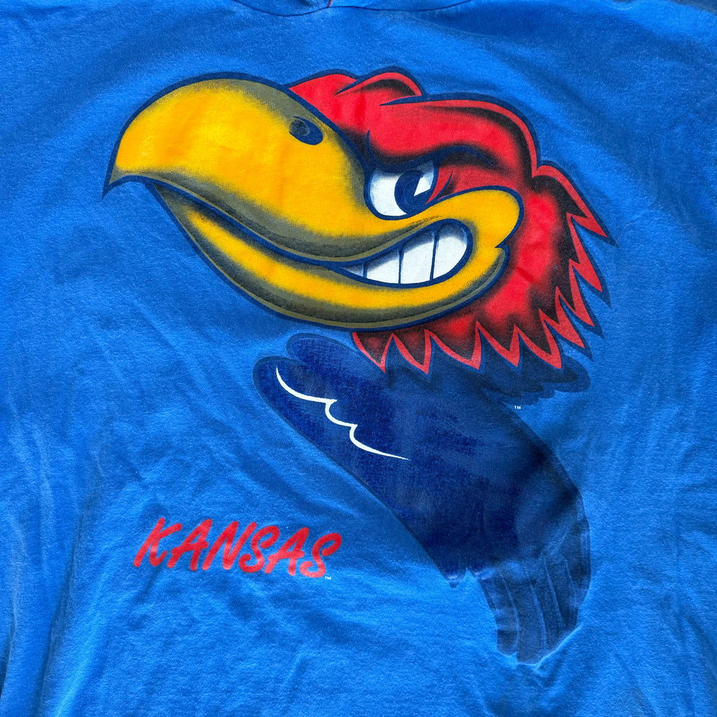 WESTSIDE STOREY VINTAGE | VINTAGE 90'S KU AOP HOODIE T-SHIRT- BLUE - Westside Storey