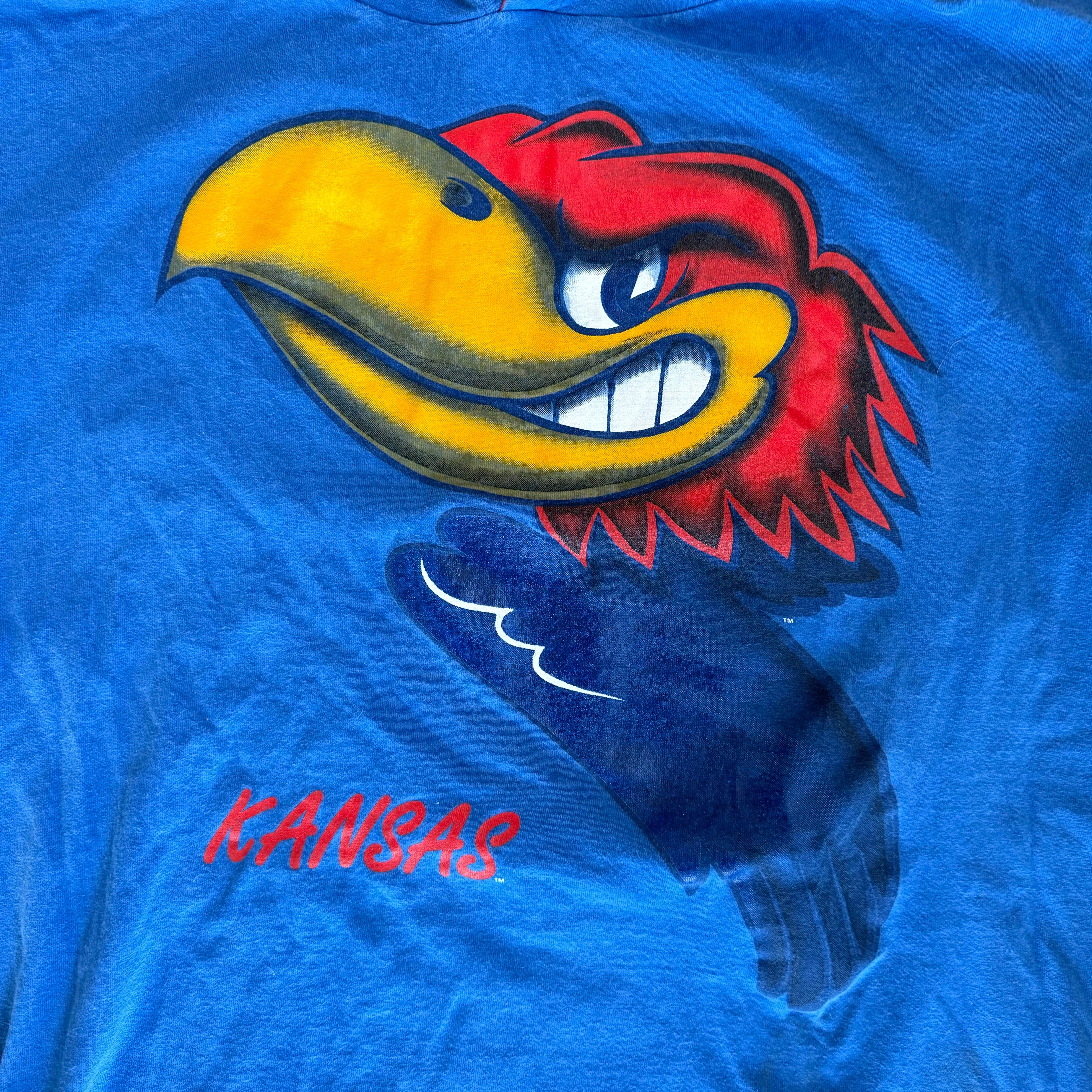 WESTSIDE STOREY VINTAGE | VINTAGE 90'S KU AOP HOODIE T-SHIRT- BLUE - Westside Storey