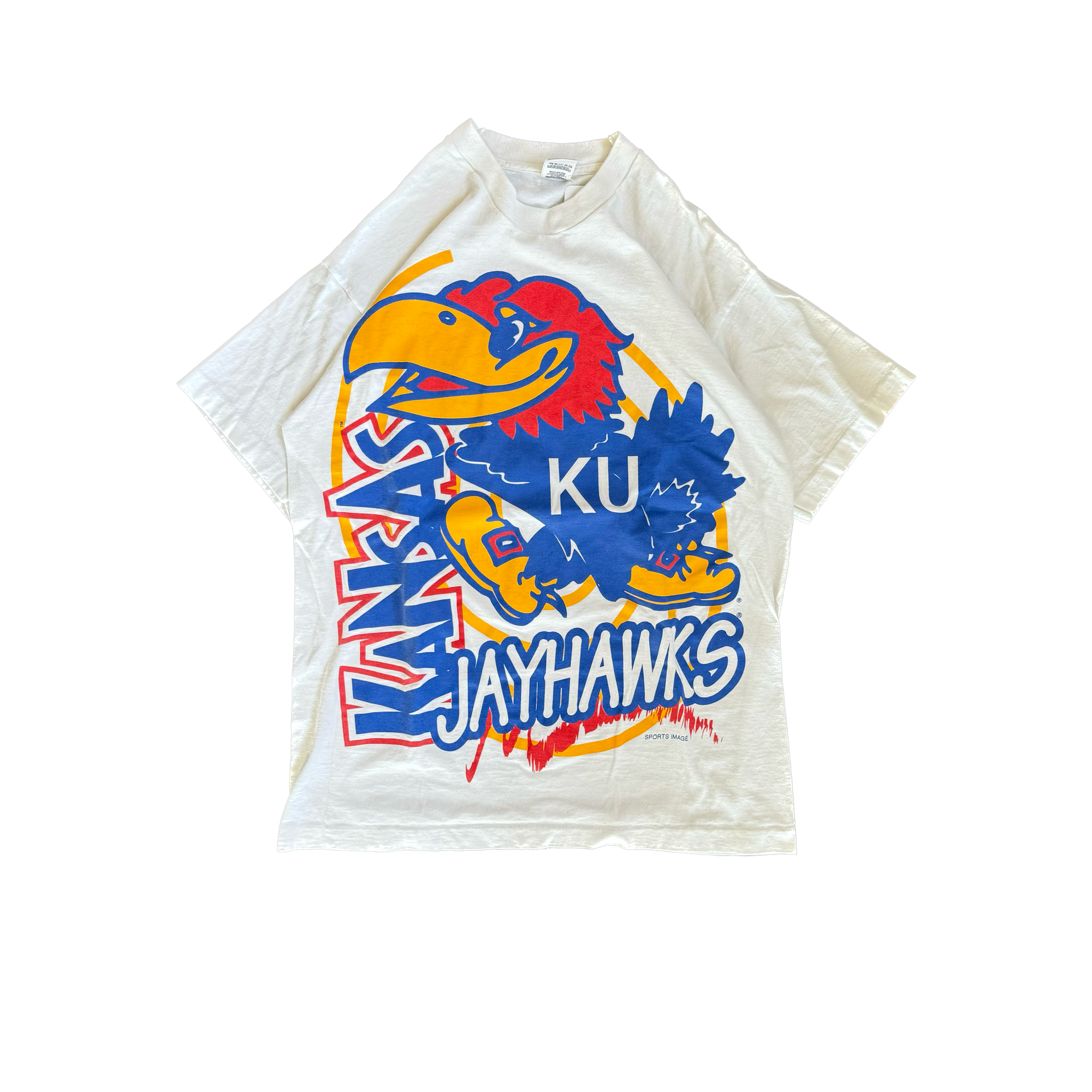 WESTSIDE STOREY VINTAGE | VINTAGE 90'S KANSAS JAYHAWKS AOP T-SHIRT - WHITE - Westside Storey