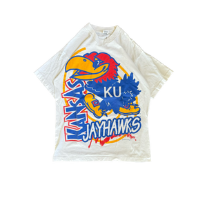 WESTSIDE STOREY VINTAGE | VINTAGE 90'S KANSAS JAYHAWKS AOP T-SHIRT - WHITE - Westside Storey