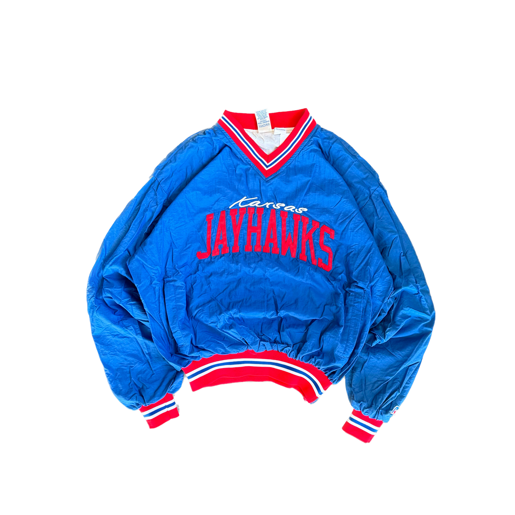 WESTSIDE STOREY VINTAGE | VINTAGE 90'S RUSSELL KANSAS UNIVERSITY WINDBREAKER JACKET - BLUE - Westside Storey