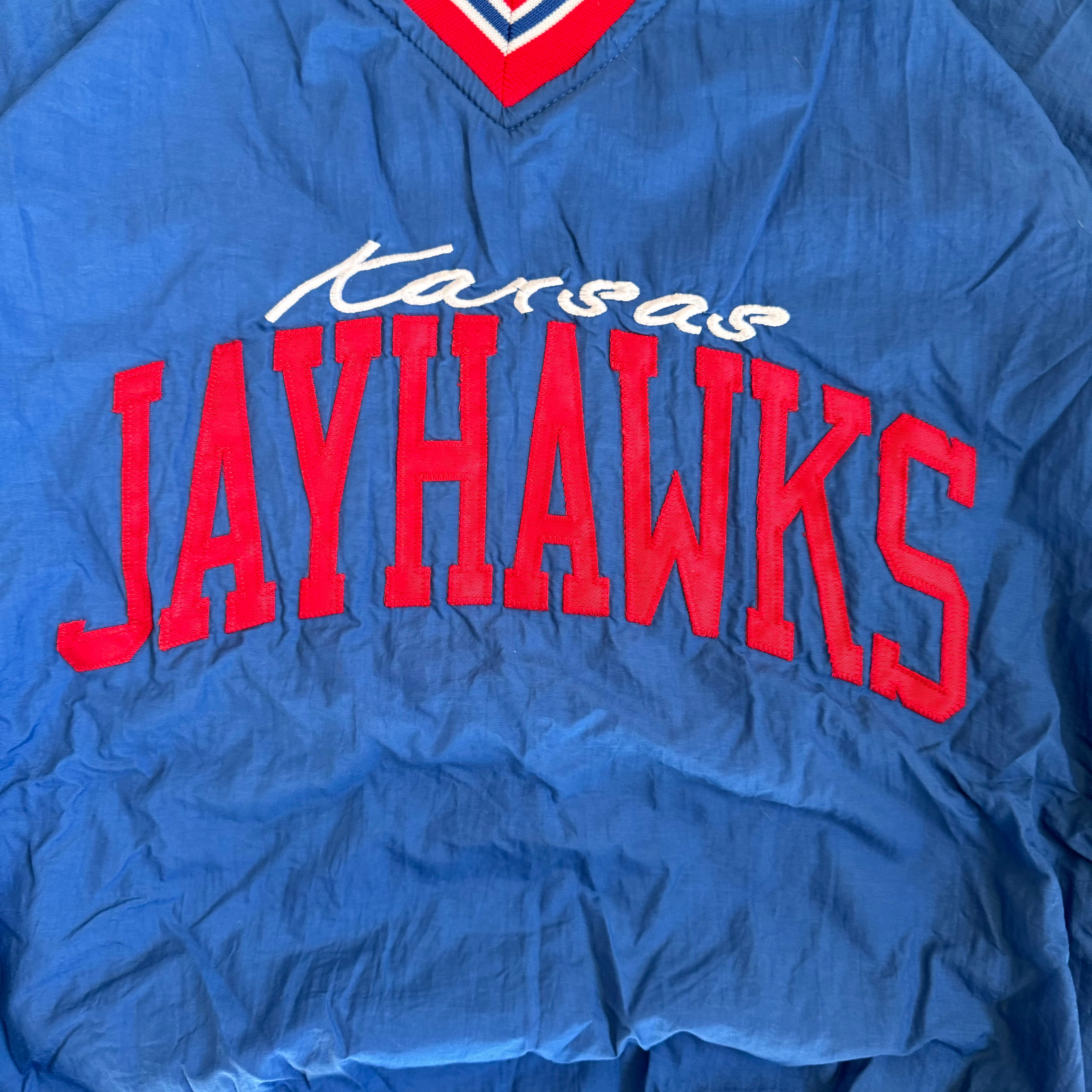 WESTSIDE STOREY VINTAGE | VINTAGE 90'S RUSSELL KANSAS UNIVERSITY WINDBREAKER JACKET - BLUE - Westside Storey