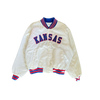 WESTSIDE STOREY VINTAGE | VINTAGE 90'S CLEAN KANSAS UNIVERSITY SATIN BOMBER JACKET - WHITE