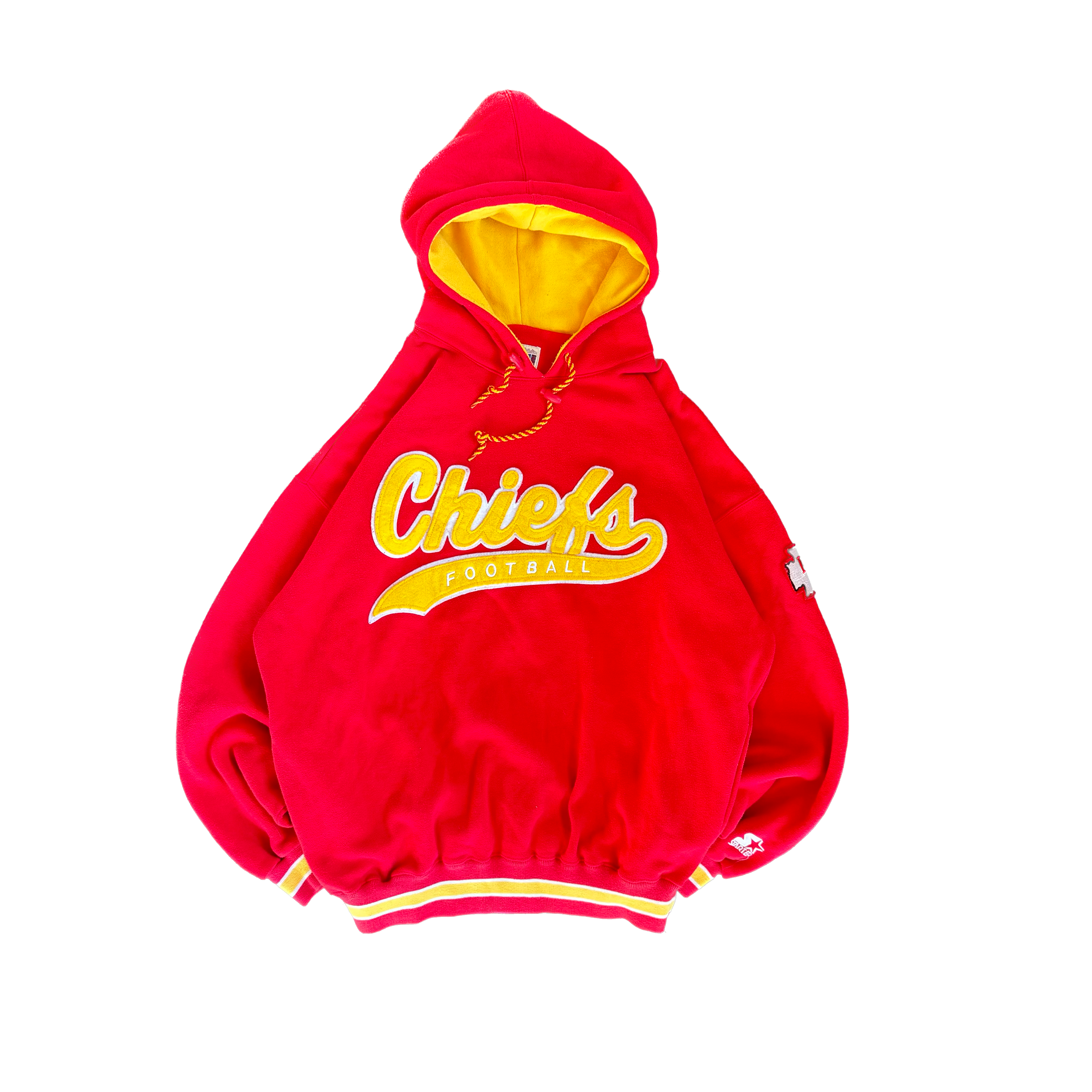 WESTSIDE STOREY VINTAGE | VINTAGE 90'S STARTER KC CHIEFS SCRIPT HOODIE - RED - Westside Storey