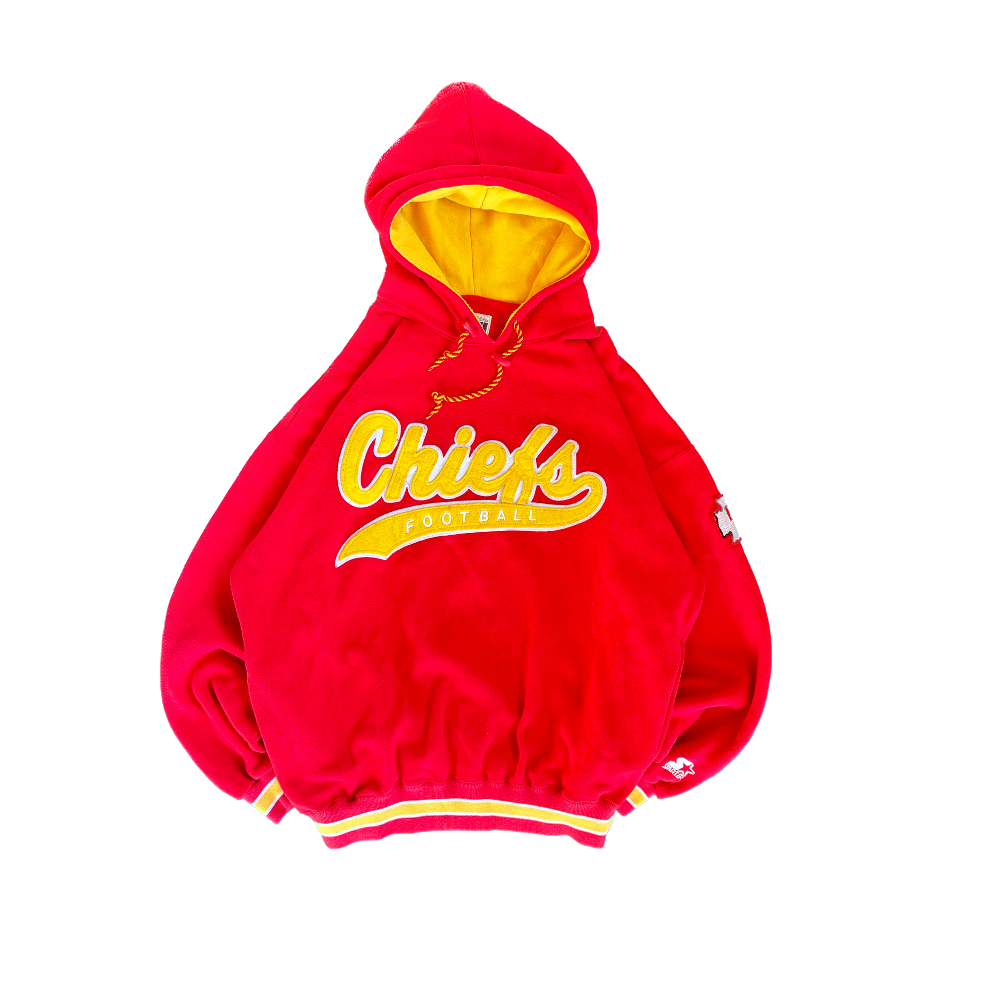 WESTSIDE STOREY VINTAGE | VINTAGE 90'S STARTER KC CHIEFS SCRIPT HOODIE - RED - Westside Storey