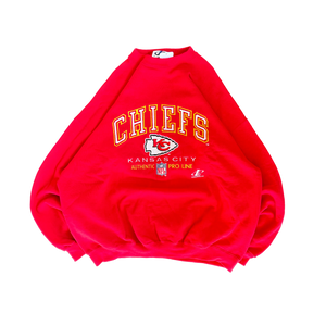 WESTSIDE STOREY VINTAGE | VINTAGE 90'S KC CHIEFS LOGO ATHLETIC EMBROIDERED SWEATSHIRT - RED - Westside Storey