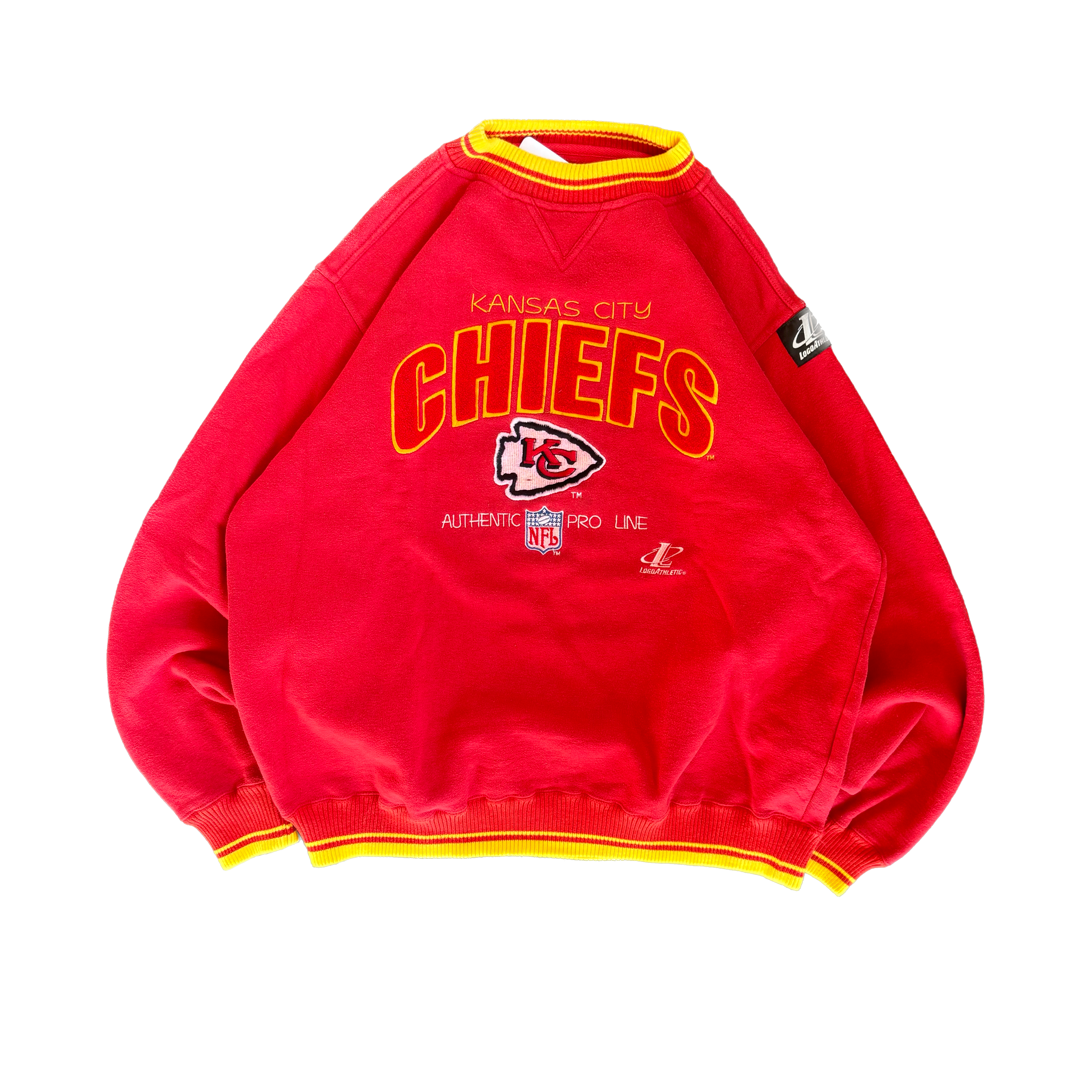 WESTSIDE STOREY VINTAGE | VINTAGE 90'S KC CHIEFS PROLINE PATCH SWEATSHIRT - RED - Westside Storey
