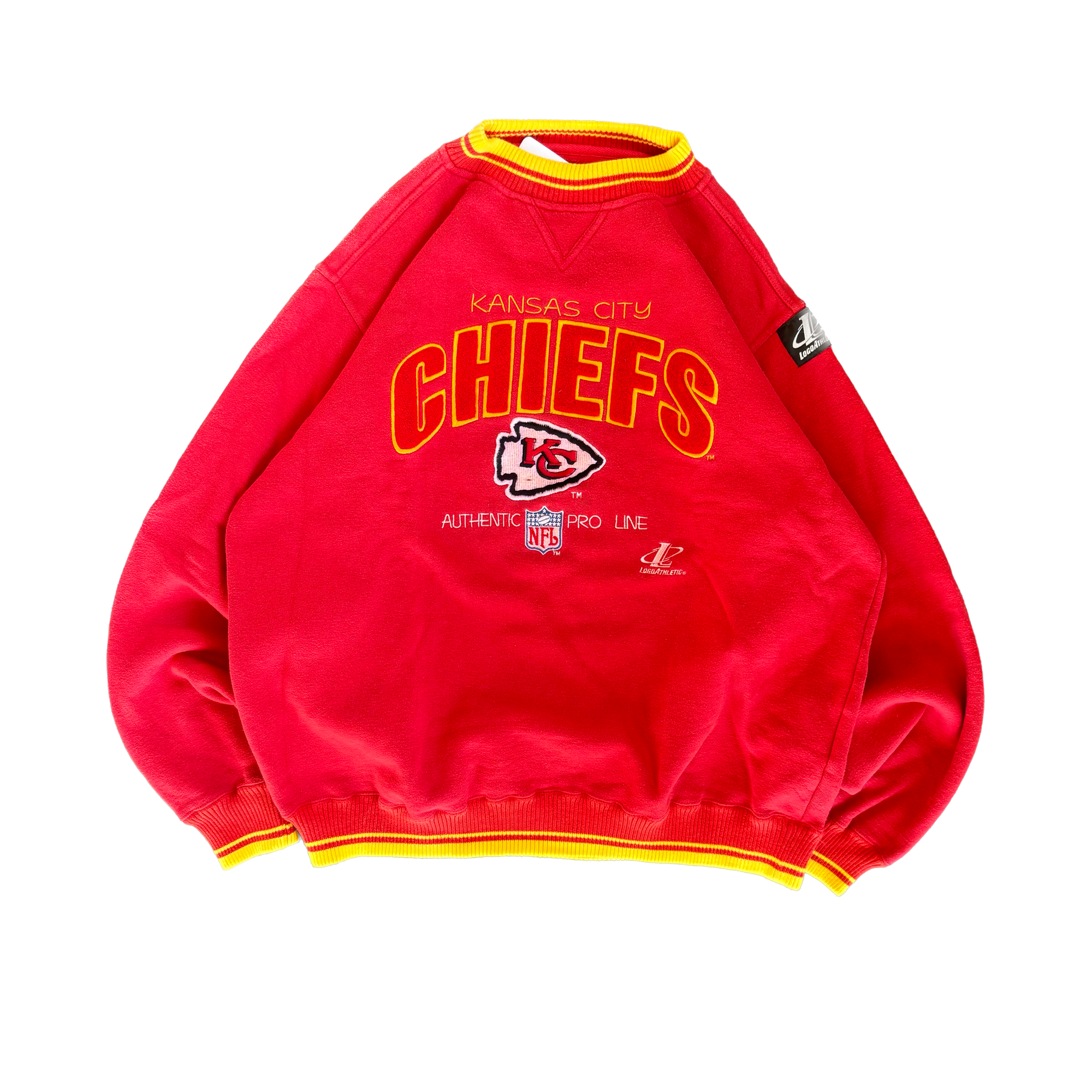WESTSIDE STOREY VINTAGE | VINTAGE 90'S KC CHIEFS PROLINE PATCH SWEATSHIRT - RED - Westside Storey