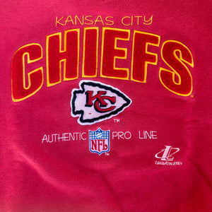 WESTSIDE STOREY VINTAGE | VINTAGE 90'S KC CHIEFS PROLINE PATCH SWEATSHIRT - RED - Westside Storey