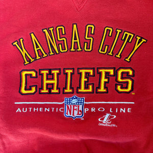 WESTSIDE STOREY VINTAGE | VINTAGE 90'S KC CHIEFS PROLINE LOGO ATHLETIC EMBROIDERED SWEATSHIRT - RED - Westside Storey