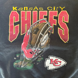 WESTSIDE STOREY VINTAGE | VINTAGE 90'S KC CHIEFS FOOTBALL TEETH SWEATSHIRT - BLACK - Westside Storey