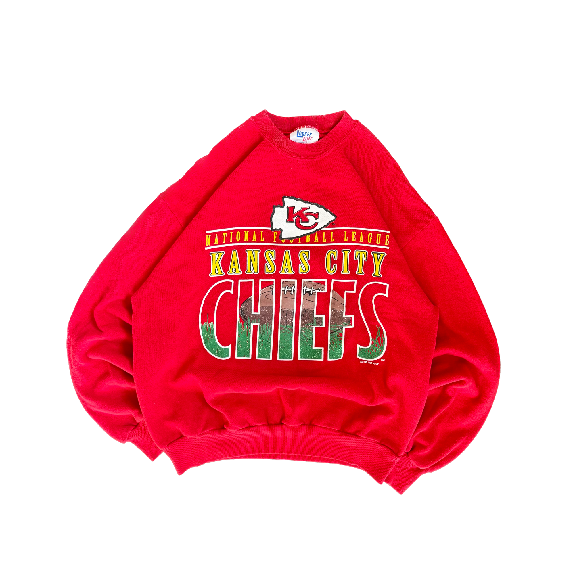 WESTSIDE STOREY VINTAGE | VINTAGE 90'S KC CHIEFS LOCKERLINE SWEATSHIRT - RED - Westside Storey