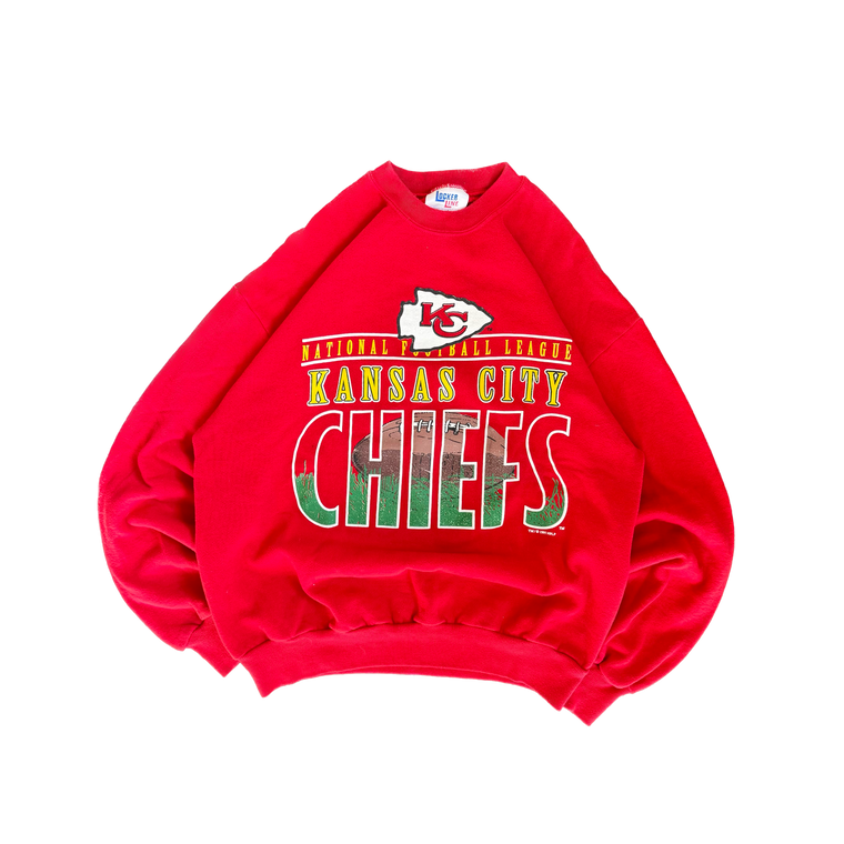 WESTSIDE STOREY VINTAGE | VINTAGE 90'S KC CHIEFS LOCKERLINE SWEATSHIRT - RED