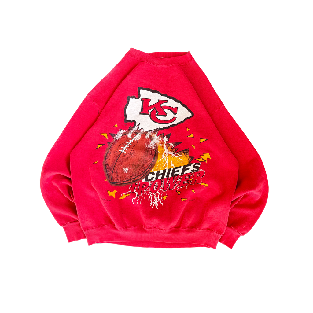 WESTSIDE STOREY VINTAGE | VINTAGE 90'S KC CHIEFS POWER SWEATSHIRT - RED - Westside Storey