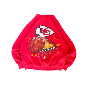 WESTSIDE STOREY VINTAGE | VINTAGE 90'S KC CHIEFS POWER SWEATSHIRT - RED - Westside Storey