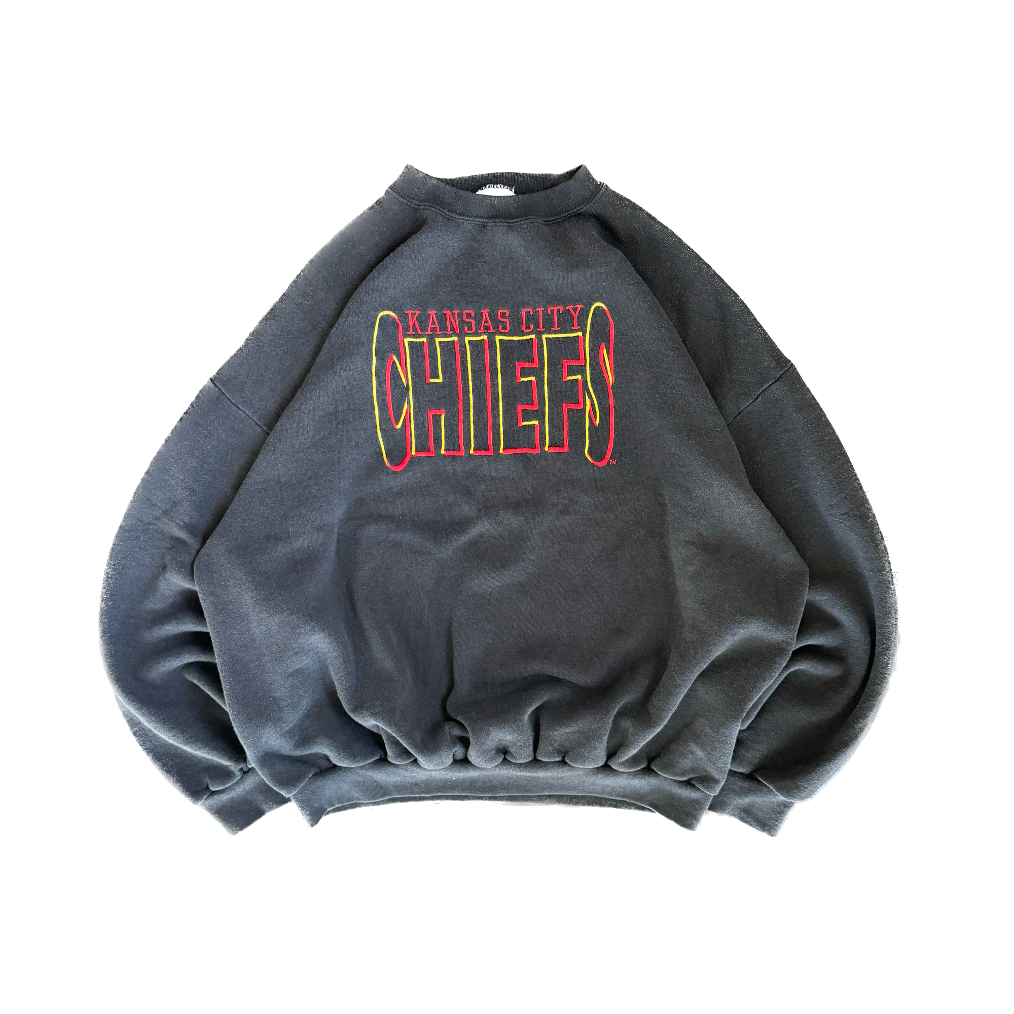 WESTSIDE STOREY VINTAGE | VINTAGE 90'S KC CHIEFS LOGO 7 SWEATSHIRT EMBROIDERED - BLACK - Westside Storey
