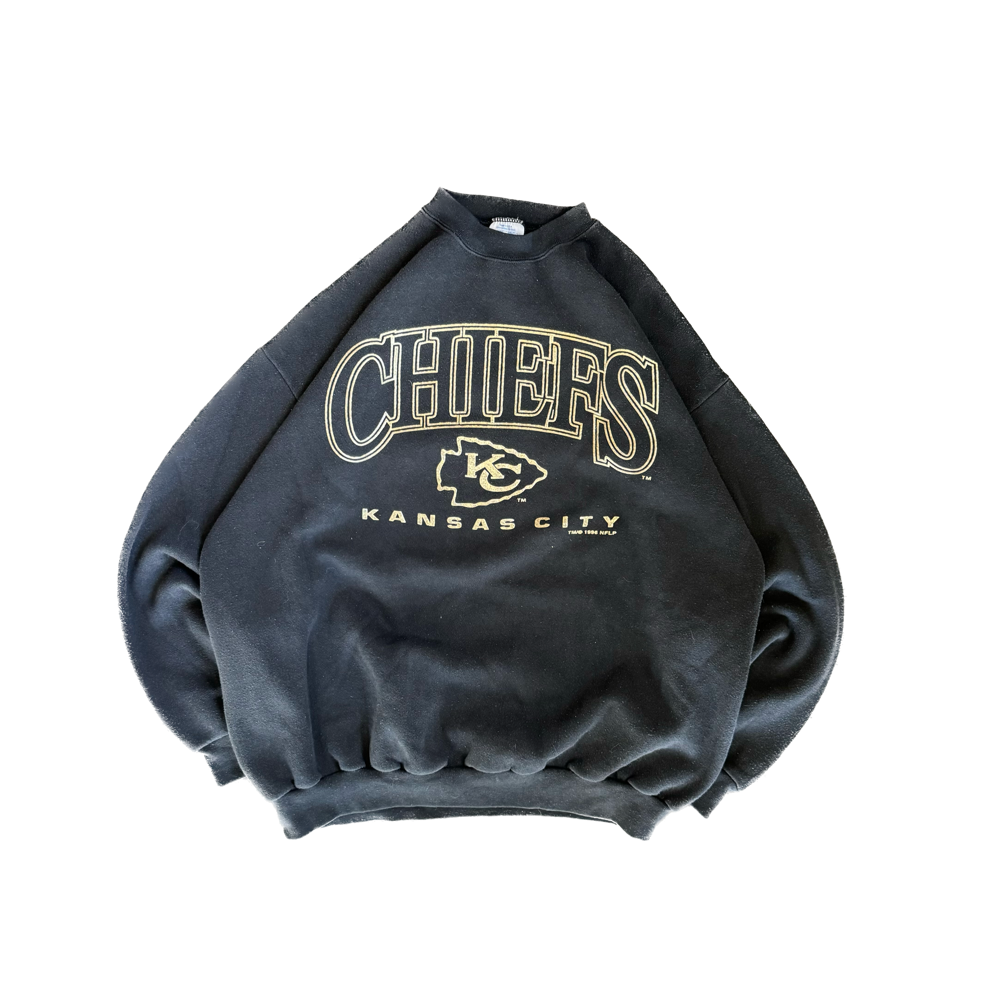 WESTSIDE STOREY VINTAGE | VINTAGE 90'S KC CHIEFS GOLDFOIL SWEATSHIRT - BLACK - Westside Storey