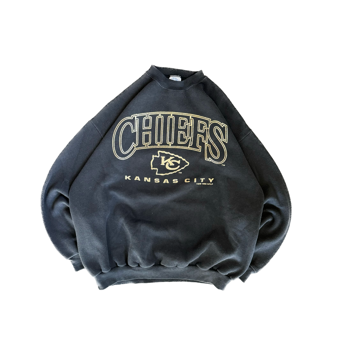 WESTSIDE STOREY VINTAGE | VINTAGE 90'S KC CHIEFS GOLDFOIL SWEATSHIRT - BLACK