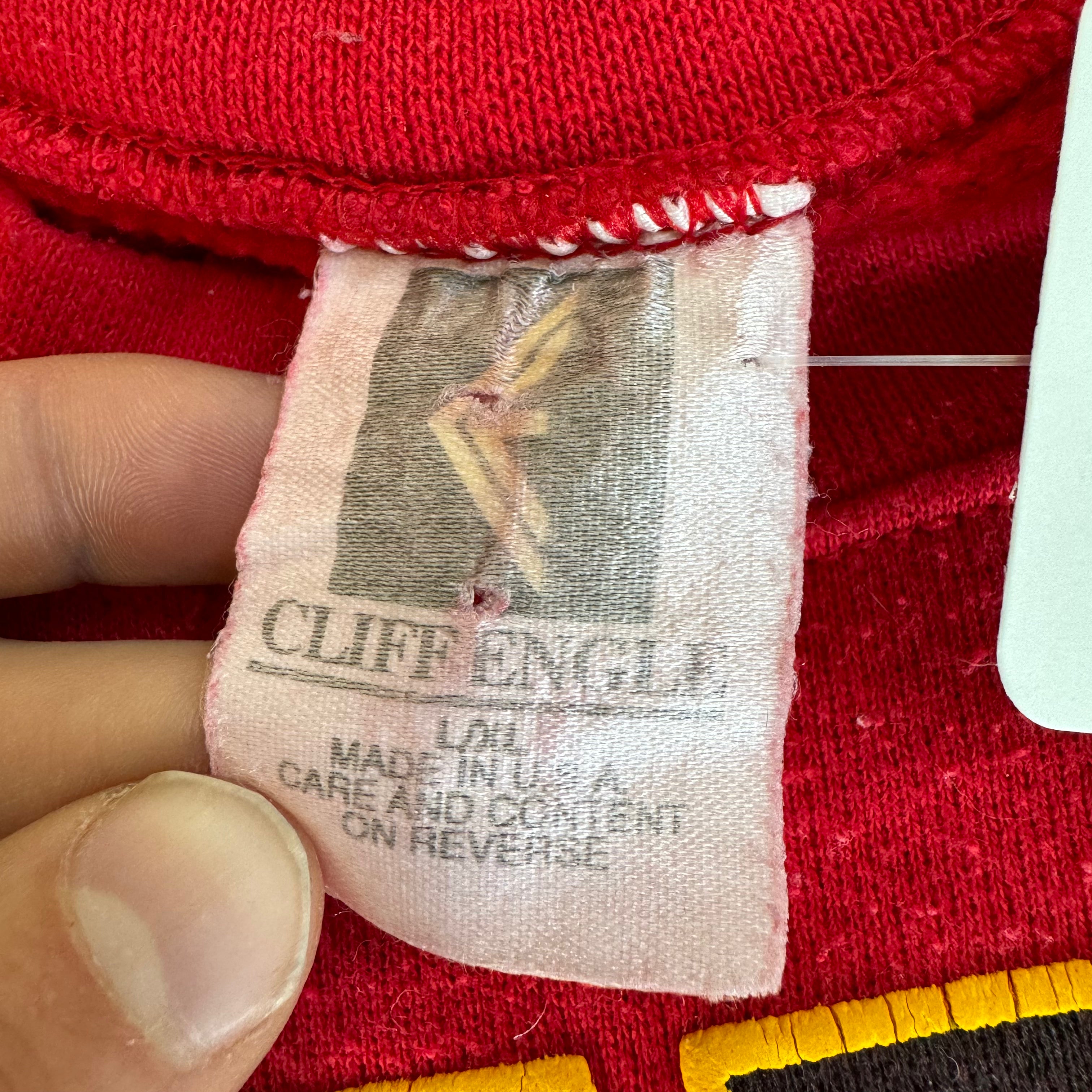 WESTSIDE STOREY VINTAGE | VINTAGE 90'S KC CHIEFS CLIFF ENGLE SPELLOUT SWEATSHIRT - RED - Westside Storey