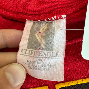 WESTSIDE STOREY VINTAGE | VINTAGE 90'S KC CHIEFS CLIFF ENGLE SPELLOUT SWEATSHIRT - RED - Westside Storey