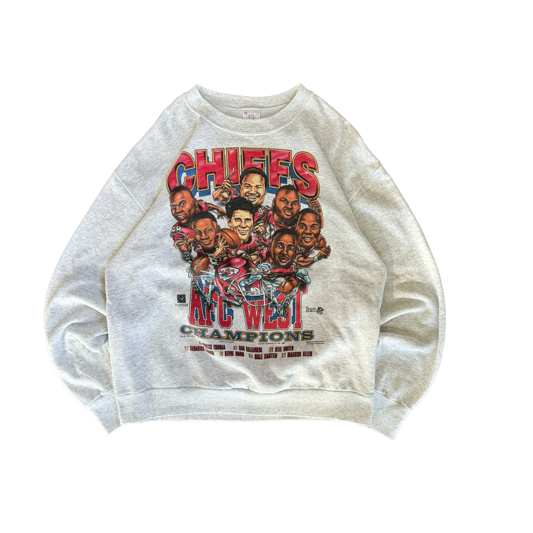 WESTSIDE STOREY VINTAGE | VINTAGE 1995 KC CHIEFS AFC WEST CHAMPS CARICATURE SWEATSHIRT - GRAY