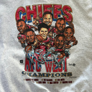 WESTSIDE STOREY VINTAGE | VINTAGE 1995 KC CHIEFS AFC WEST CHAMPS CARICATURE SWEATSHIRT - GRAY - Westside Storey